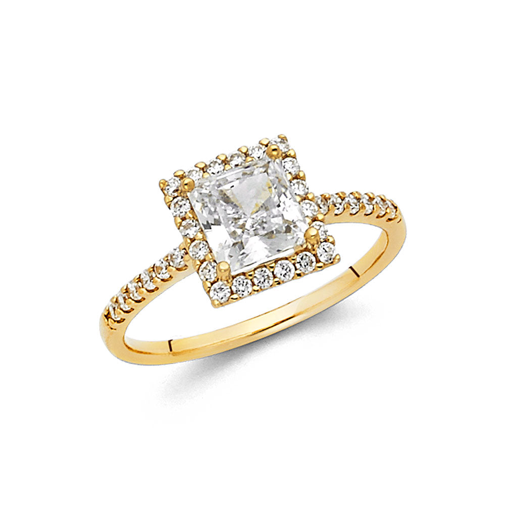 14K Yellow Gold CZ Engagement Ring - RG746