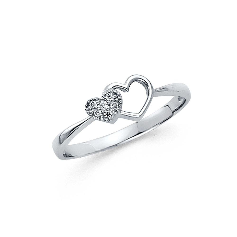 14K Yellow Gold Flower, Heart & Light Ring - RG769