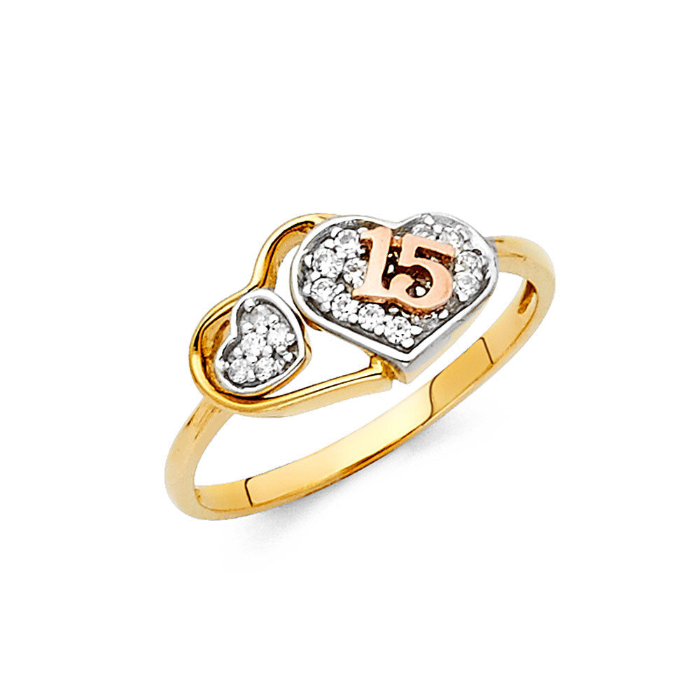 14K Yellow Gold Religious, 15 Años & Crown Ring - RG770