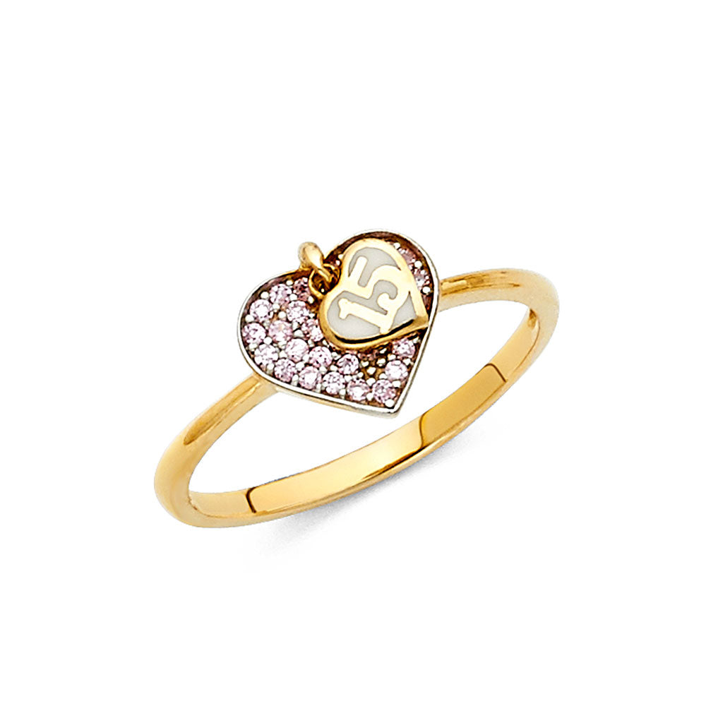 14K Yellow Gold Religious, 15 Años & Crown Ring - RG773