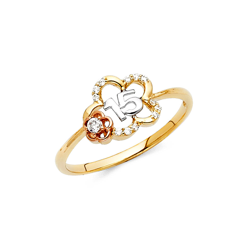 14K Yellow Gold Religious, 15 Años & Crown Ring - RG774