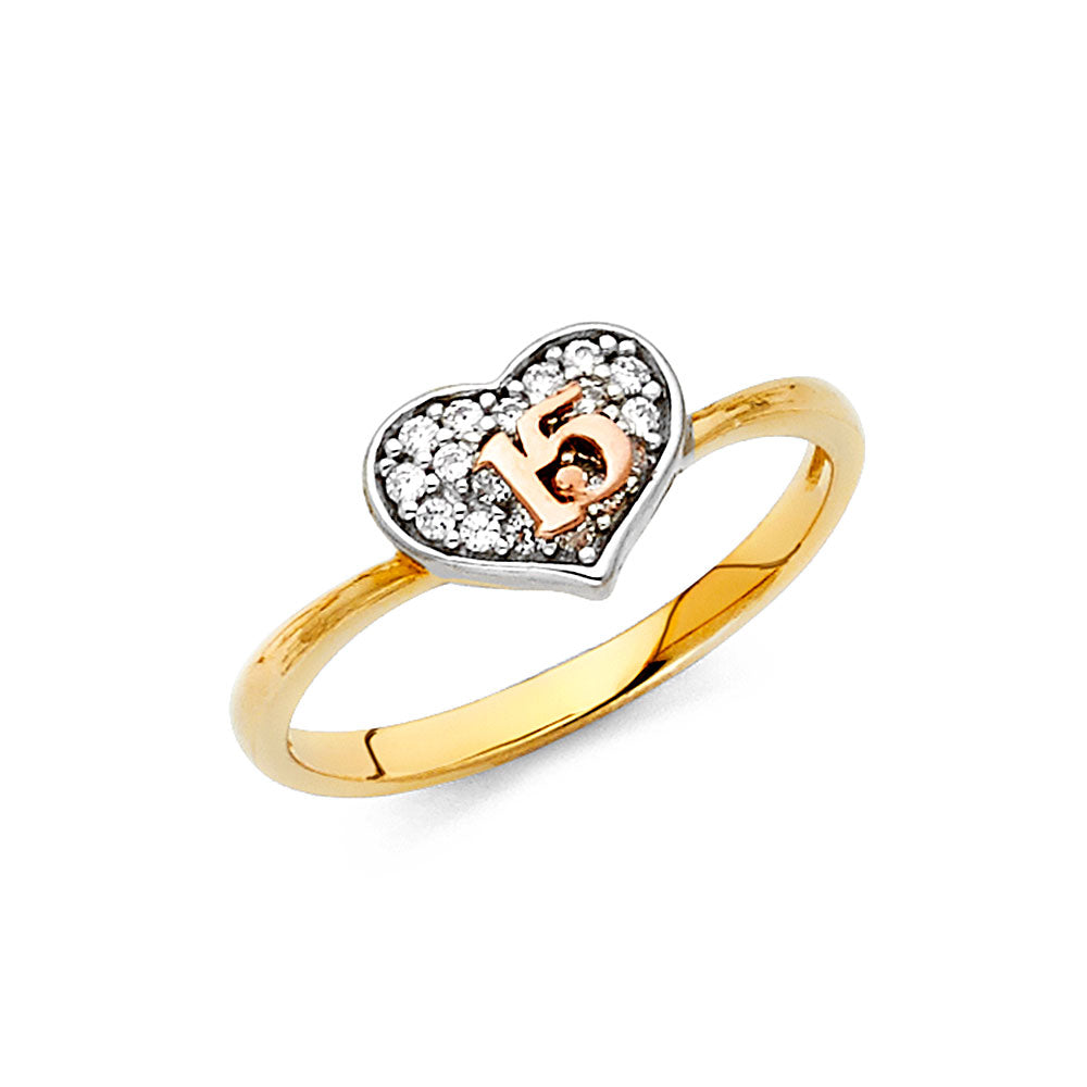 14K Yellow Gold Religious, 15 Años & Crown Ring - RG775