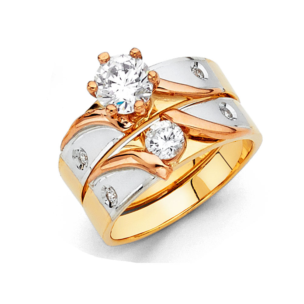 14K Yellow Gold CZ Trio Set - RG802 - Image 803