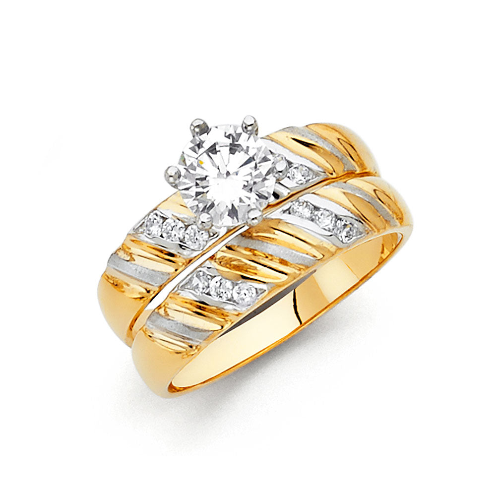 14K Yellow Gold CZ Trio Set - RG823 - Image 824