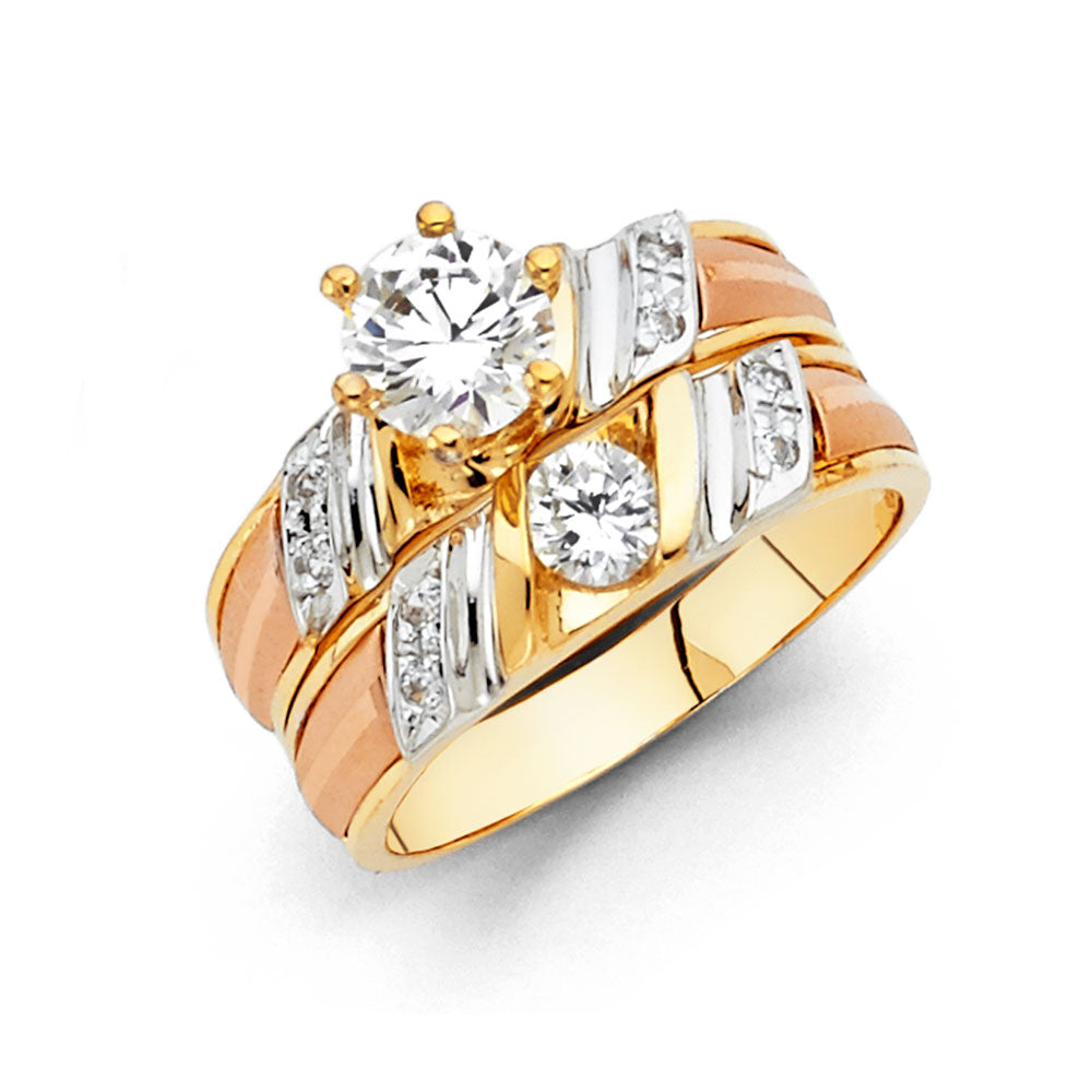 14K Yellow Gold CZ Trio Set - RG856 - Image 857