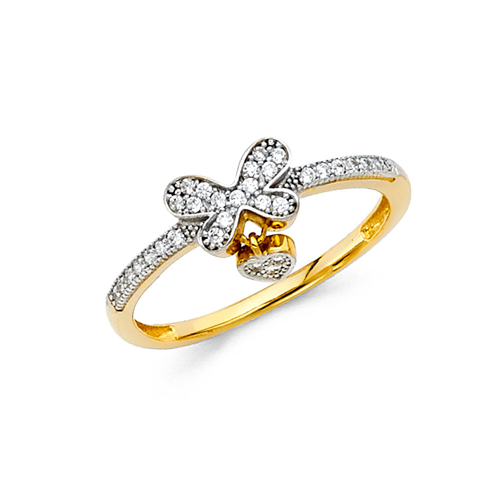 14K Yellow Gold Butterfly, Animal & Lucky Ring - RG869