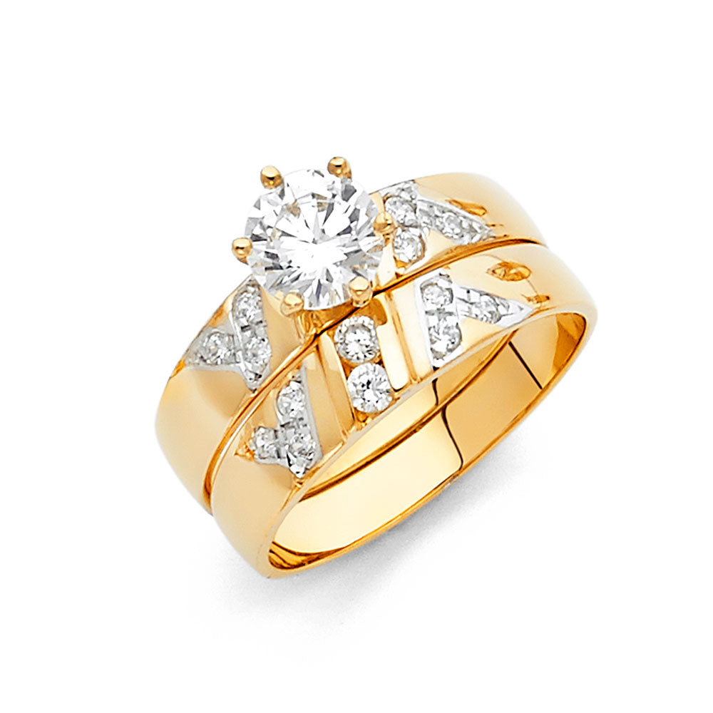 14K Yellow Gold CZ Trio Set - RG922 - Image 923