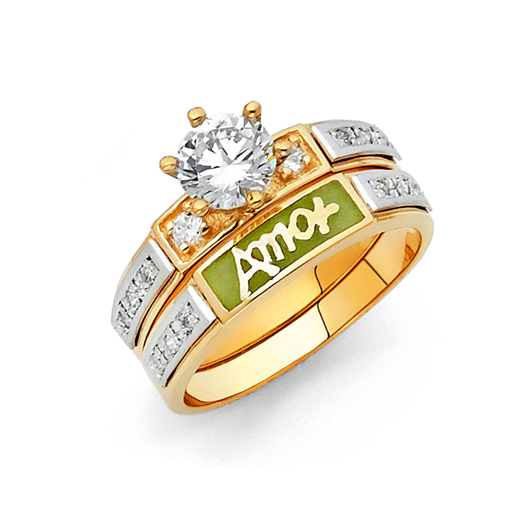 14K Yellow Gold CZ Trio Set - RG970 - Image 971