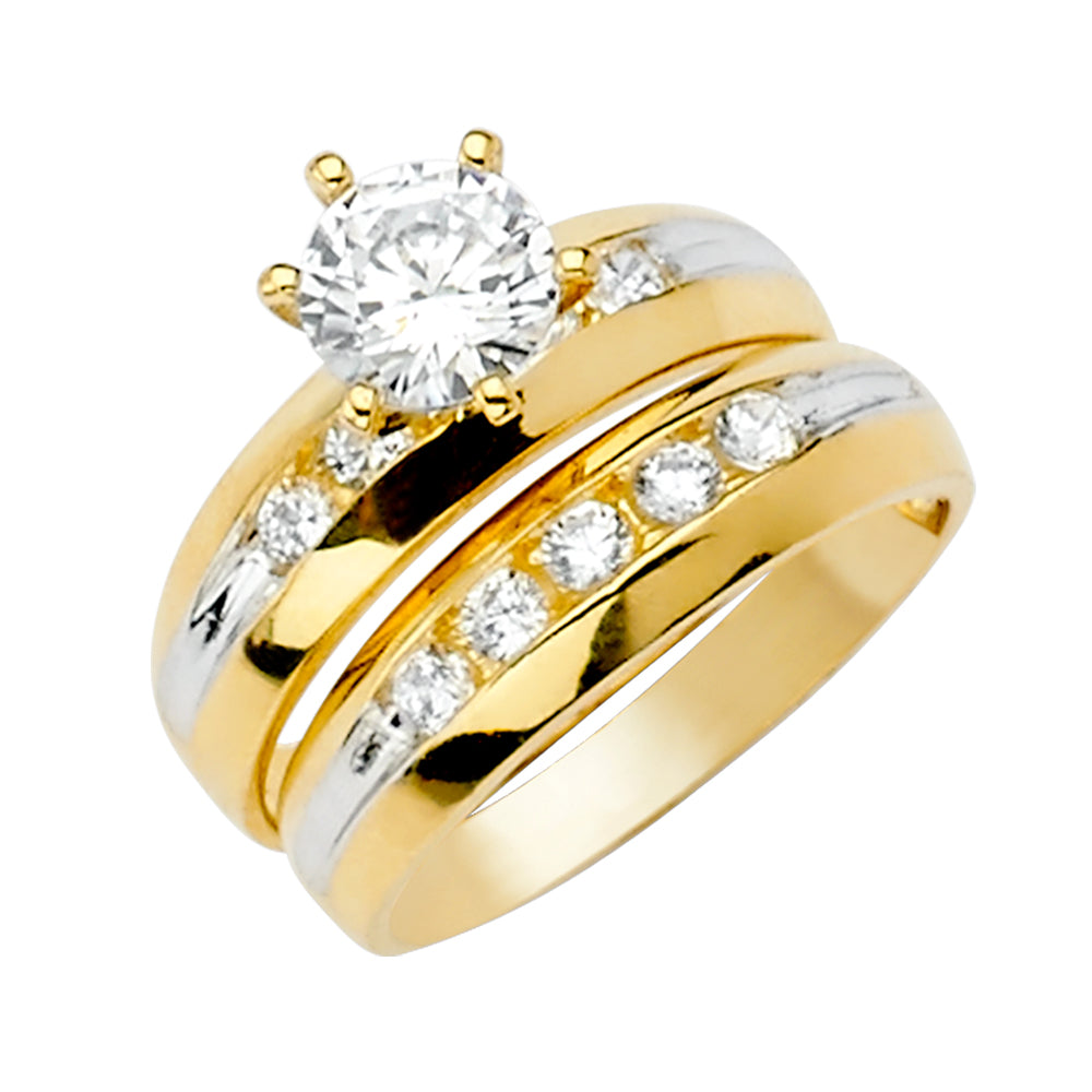 14K Yellow Gold CZ Trio Set - RG1027 - Image 1028