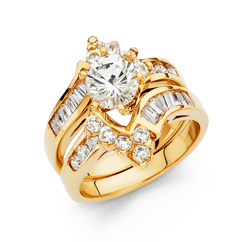 14K Yellow Gold CZ Engagement Ring - RG1044