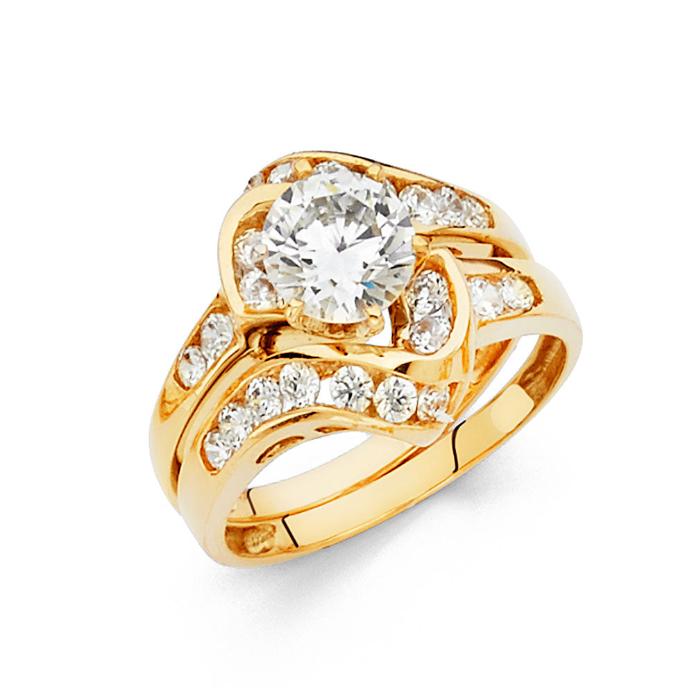 14K Yellow Gold CZ Engagement Ring - RG1045