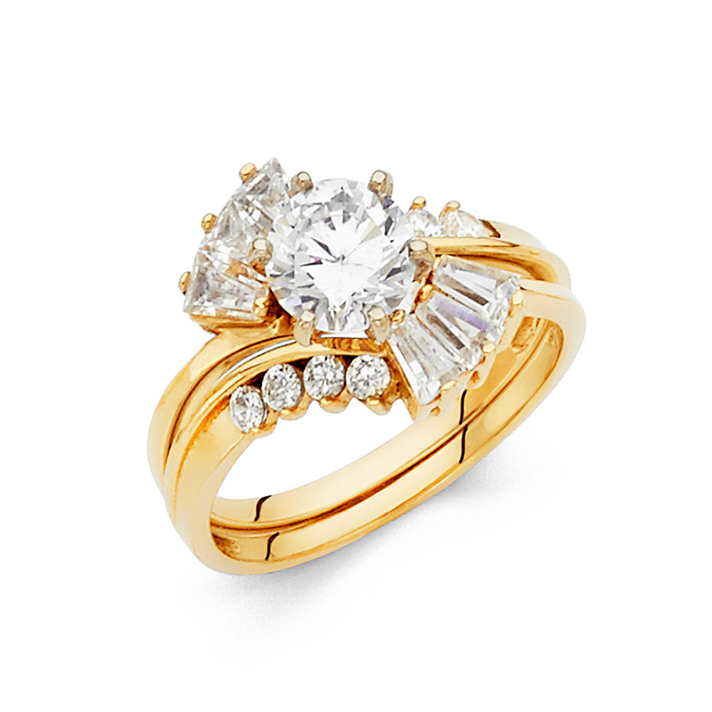 14K Yellow Gold CZ Engagement Ring - RG1047