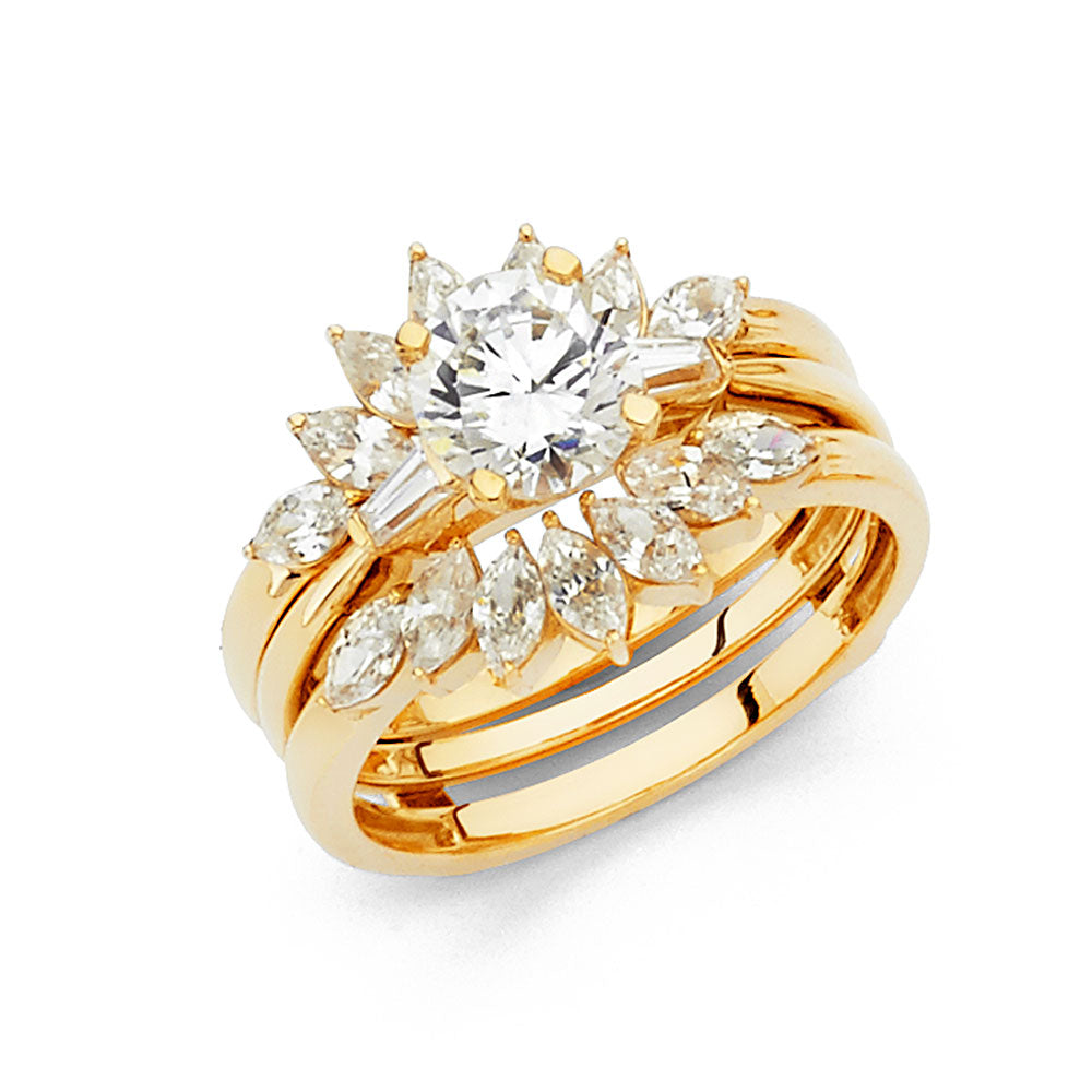 14K Yellow Gold CZ Engagement Ring - RG1050