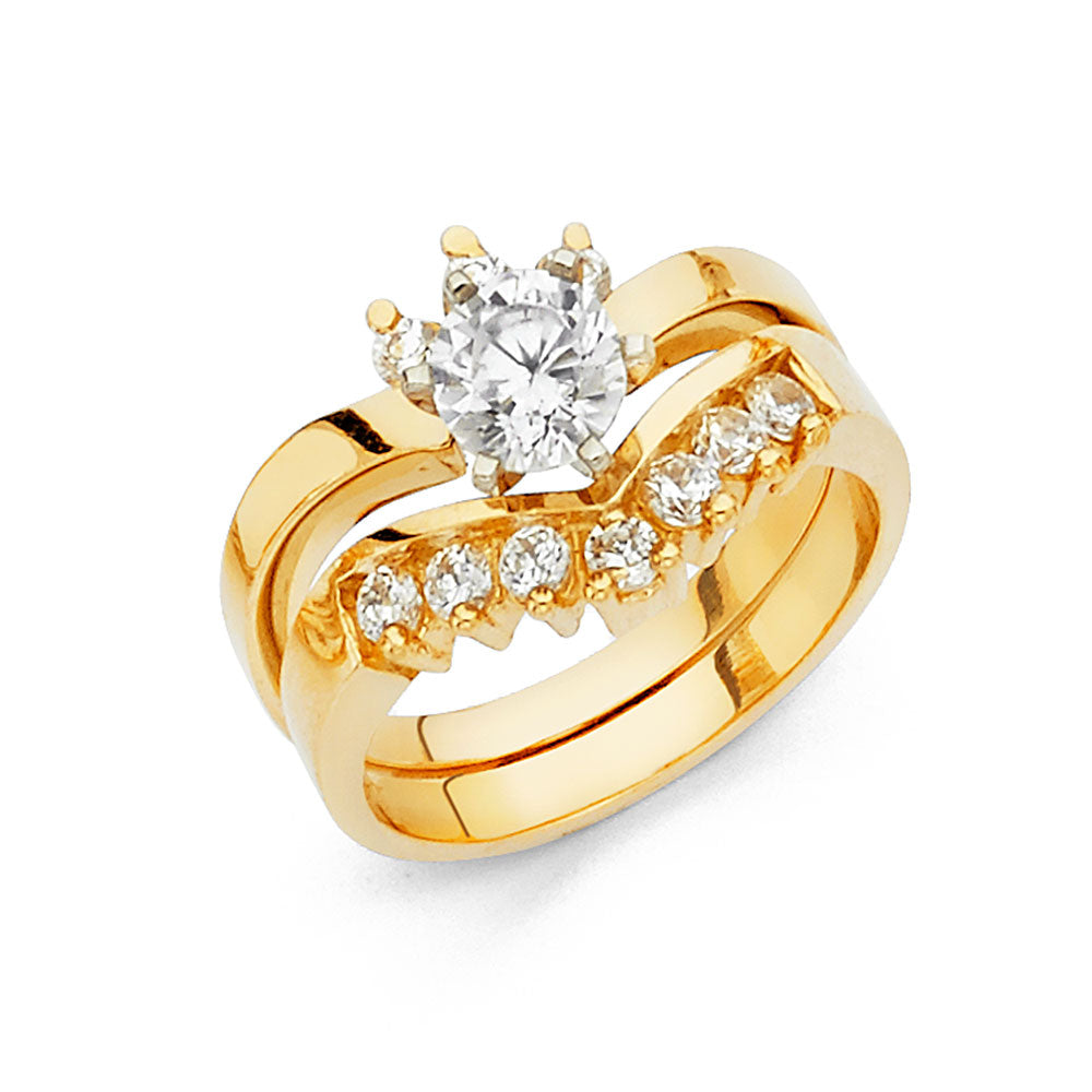 14K Yellow Gold CZ Engagement Ring - RG1051