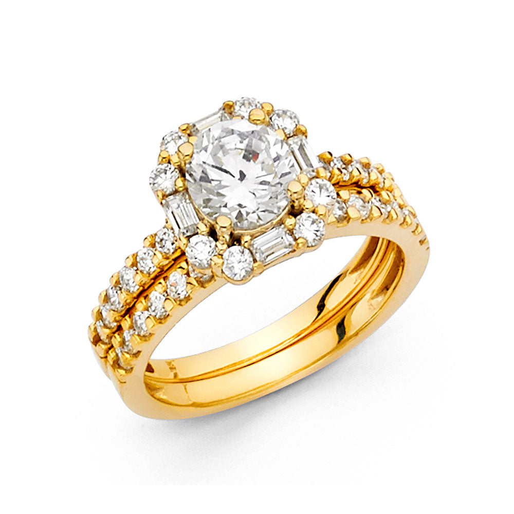 14K Yellow Gold CZ Bridal Set - RG1082 - Image 1083