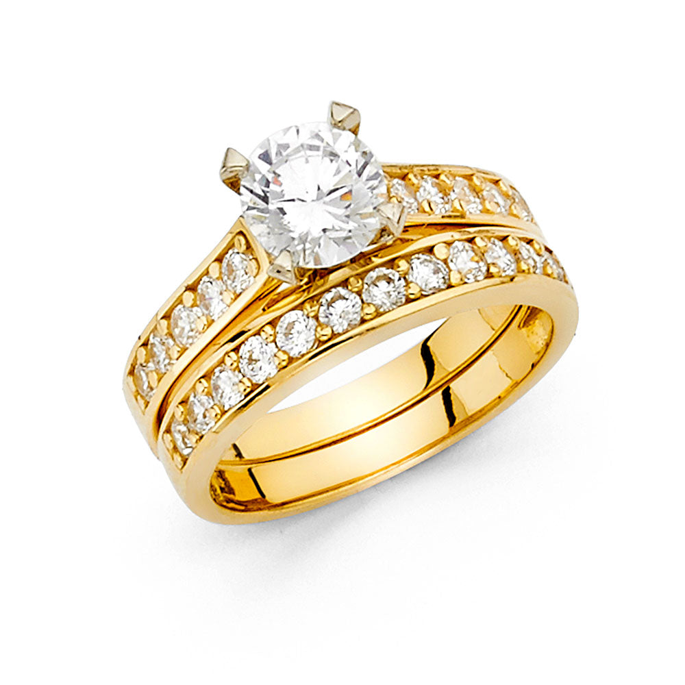 14K Yellow Gold CZ Bridal Set - RG1084 - Image 1085