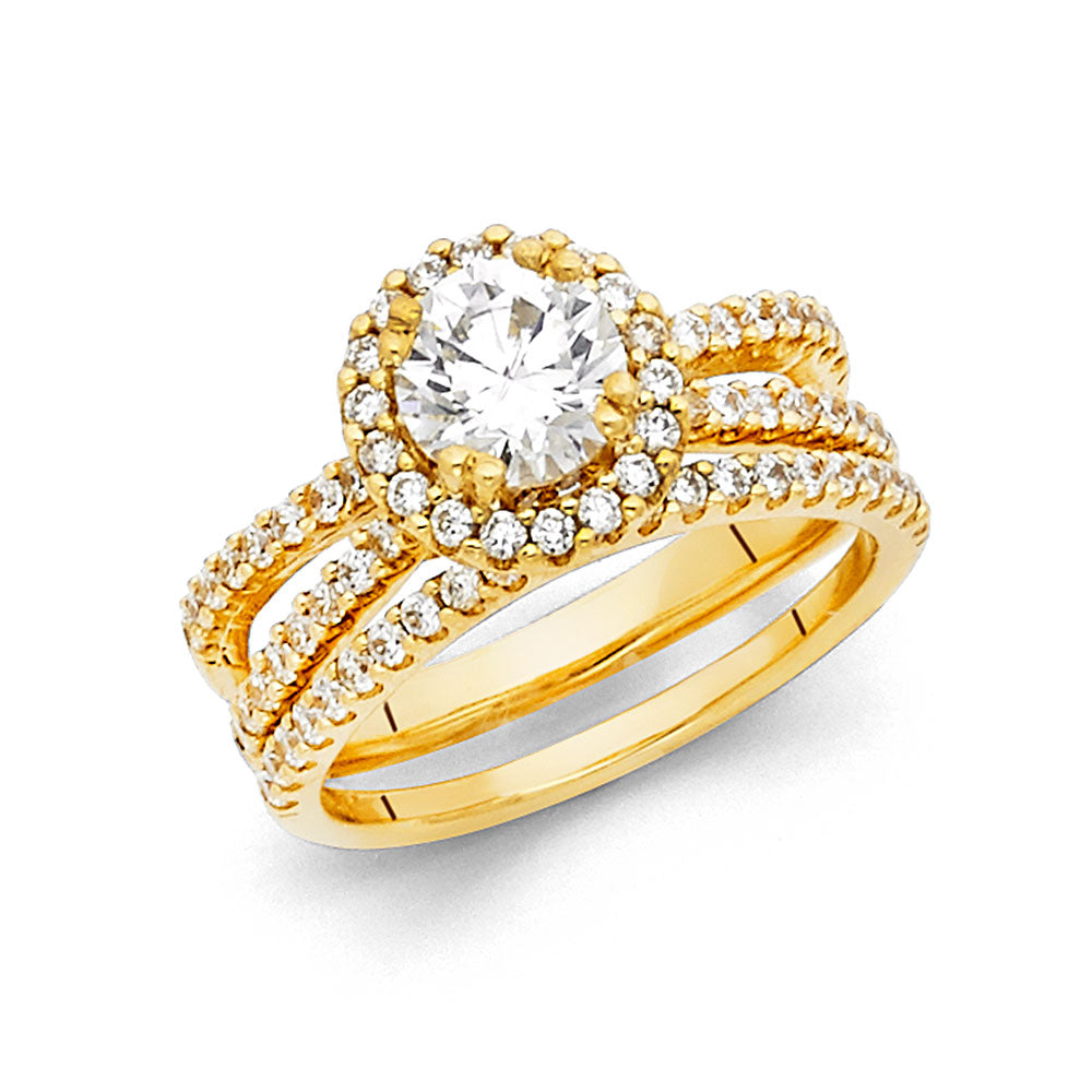 14K Yellow Gold CZ Bridal Set - RG1128