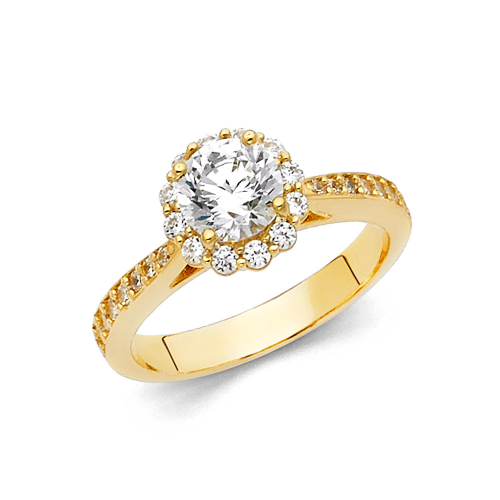14K Yellow Gold CZ Engagement Ring - RG1138