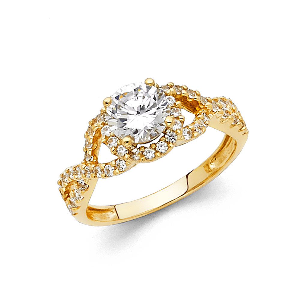 14K Yellow Gold CZ Engagement Ring - RG1140