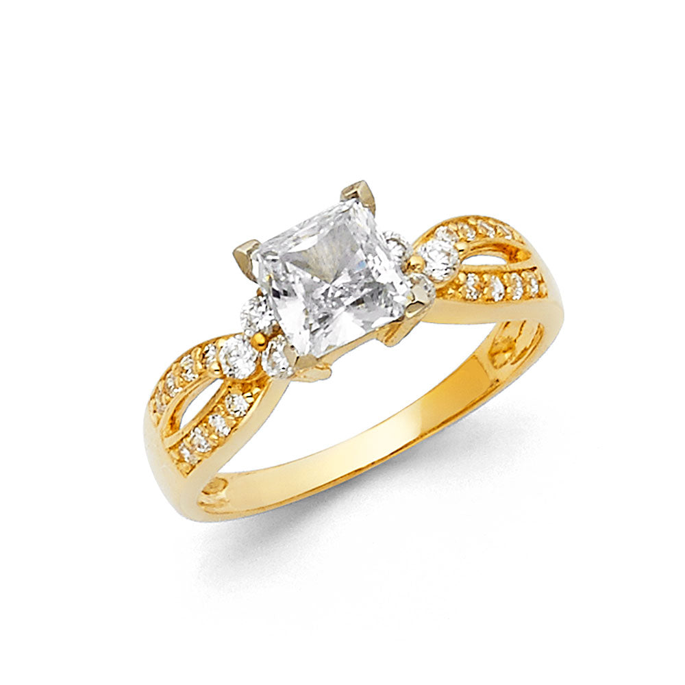 14K Yellow Gold CZ Engagement Ring - RG1142
