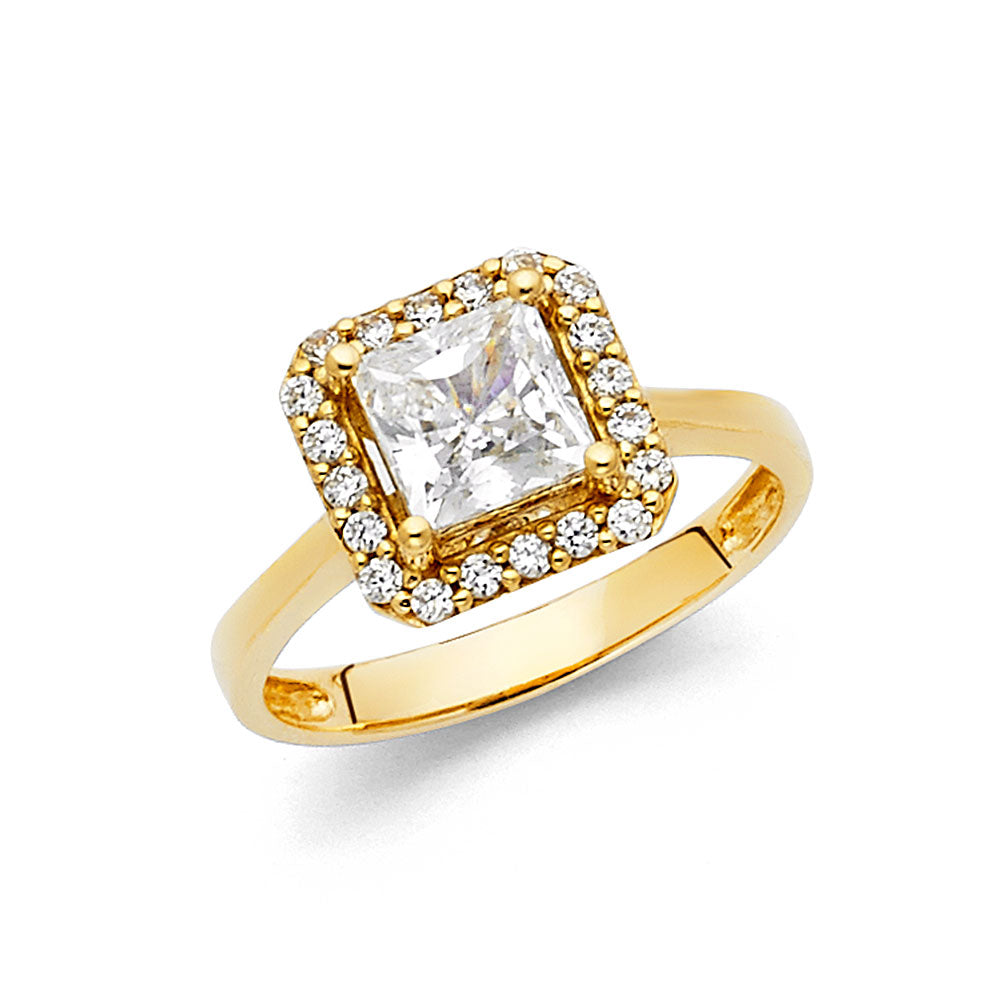 14K Yellow Gold CZ Engagement Ring - RG1144