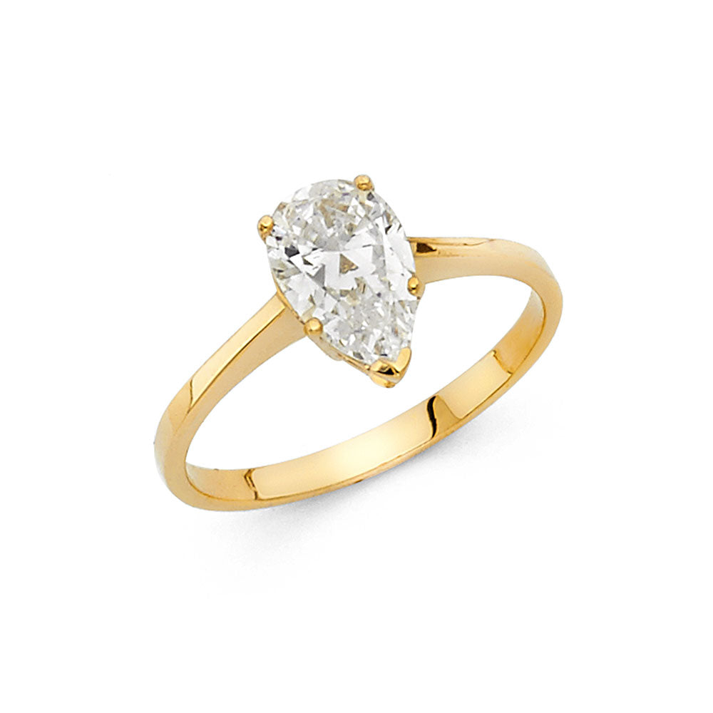 14K Yellow Gold CZ Engagement Ring - RG1174