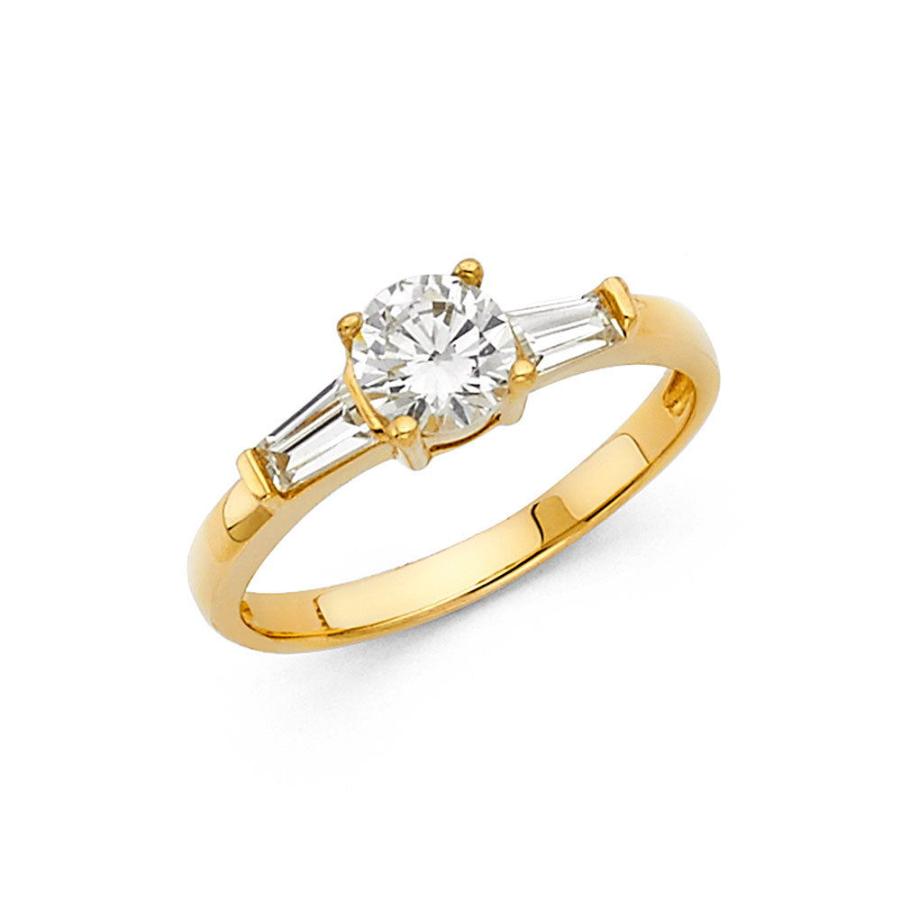 14K Yellow Gold CZ Engagement Ring - RG1180