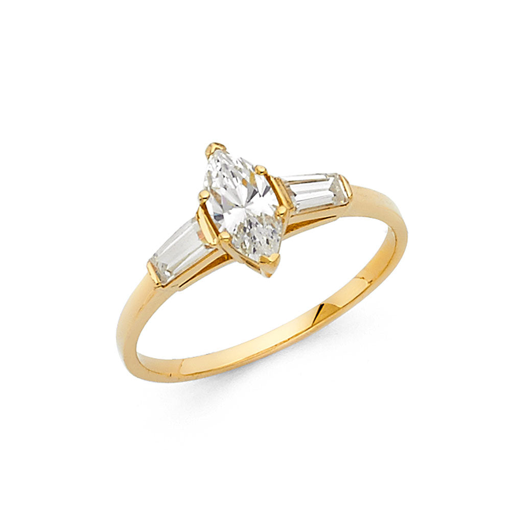 14K Yellow Gold CZ Engagement Ring - RG1182