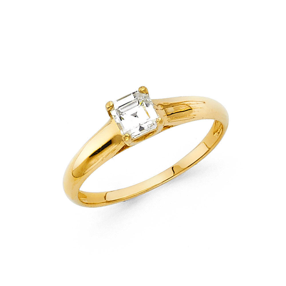 14K Yellow Gold CZ Engagement Ring - RG1186