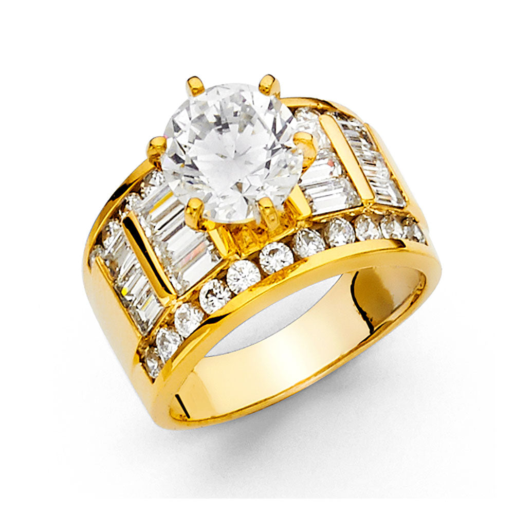 14K Yellow Gold CZ Engagement Ring - RG1198