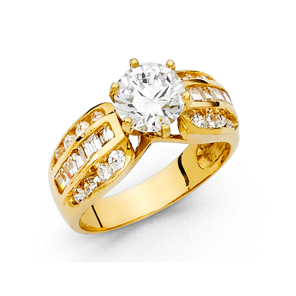 14K Yellow Gold CZ Engagement Ring - RG1202
