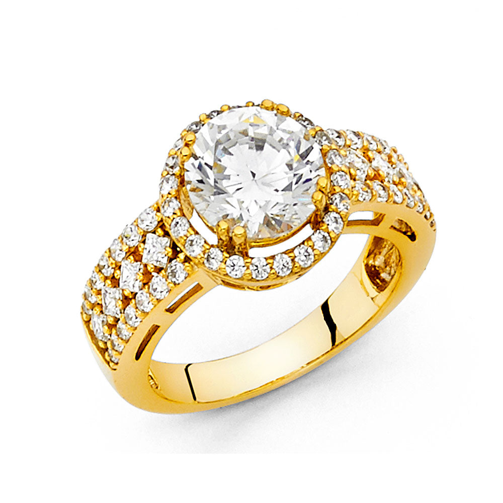 14K Yellow Gold CZ Engagement Ring - RG1204