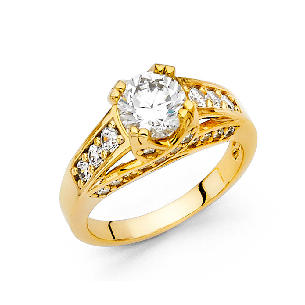 14K Yellow Gold CZ Engagement Ring - RG1205