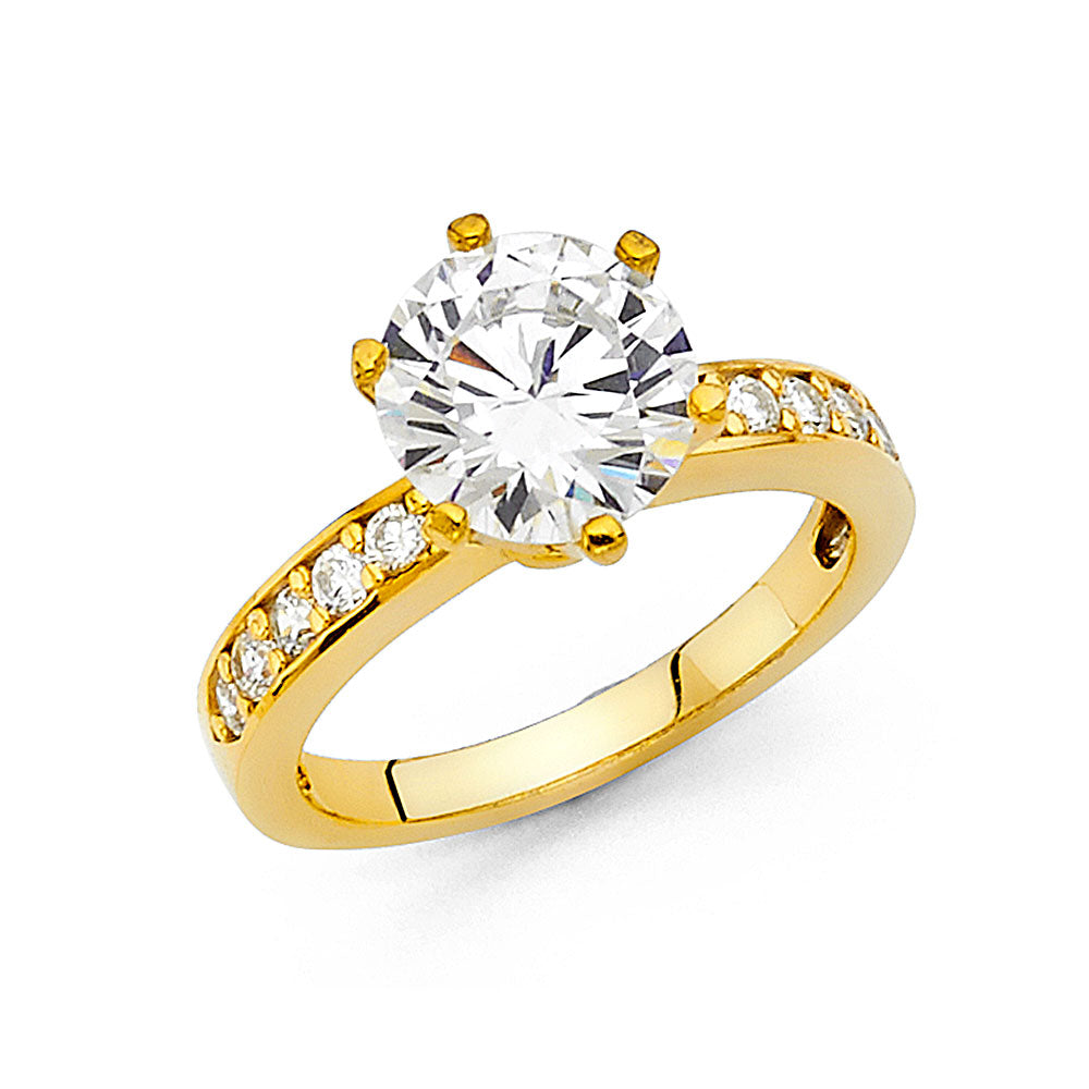 14K Yellow Gold CZ Engagement Ring - RG1208