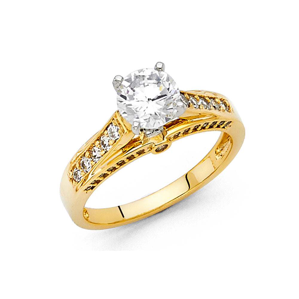 14K Yellow Gold CZ Engagement Ring - RG1212