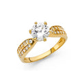 14K Yellow Gold CZ Engagement Ring - RG1214