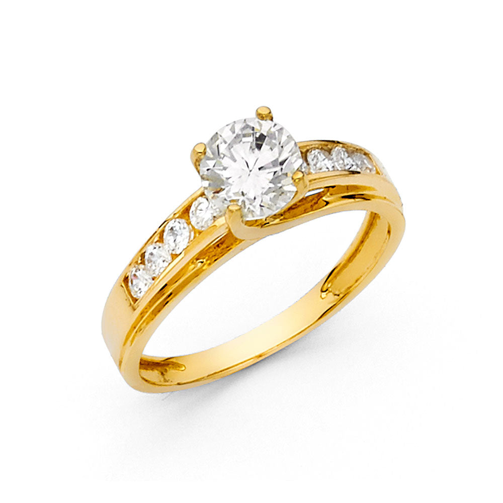 14K Yellow Gold CZ Engagement Ring - RG1224