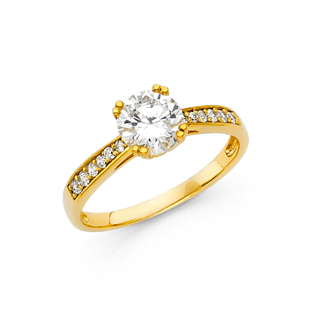 14K Yellow Gold CZ Engagement Ring - RG1227