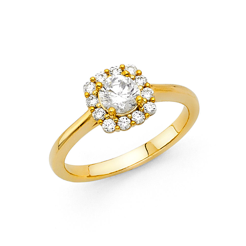 14K Yellow Gold CZ Engagement Ring - RG1230