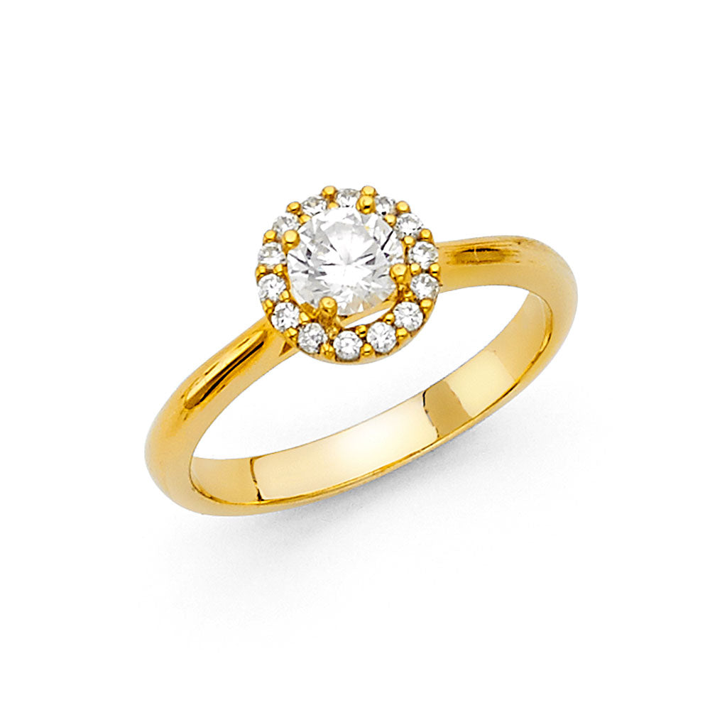 14K Yellow Gold CZ Engagement Ring - RG1232