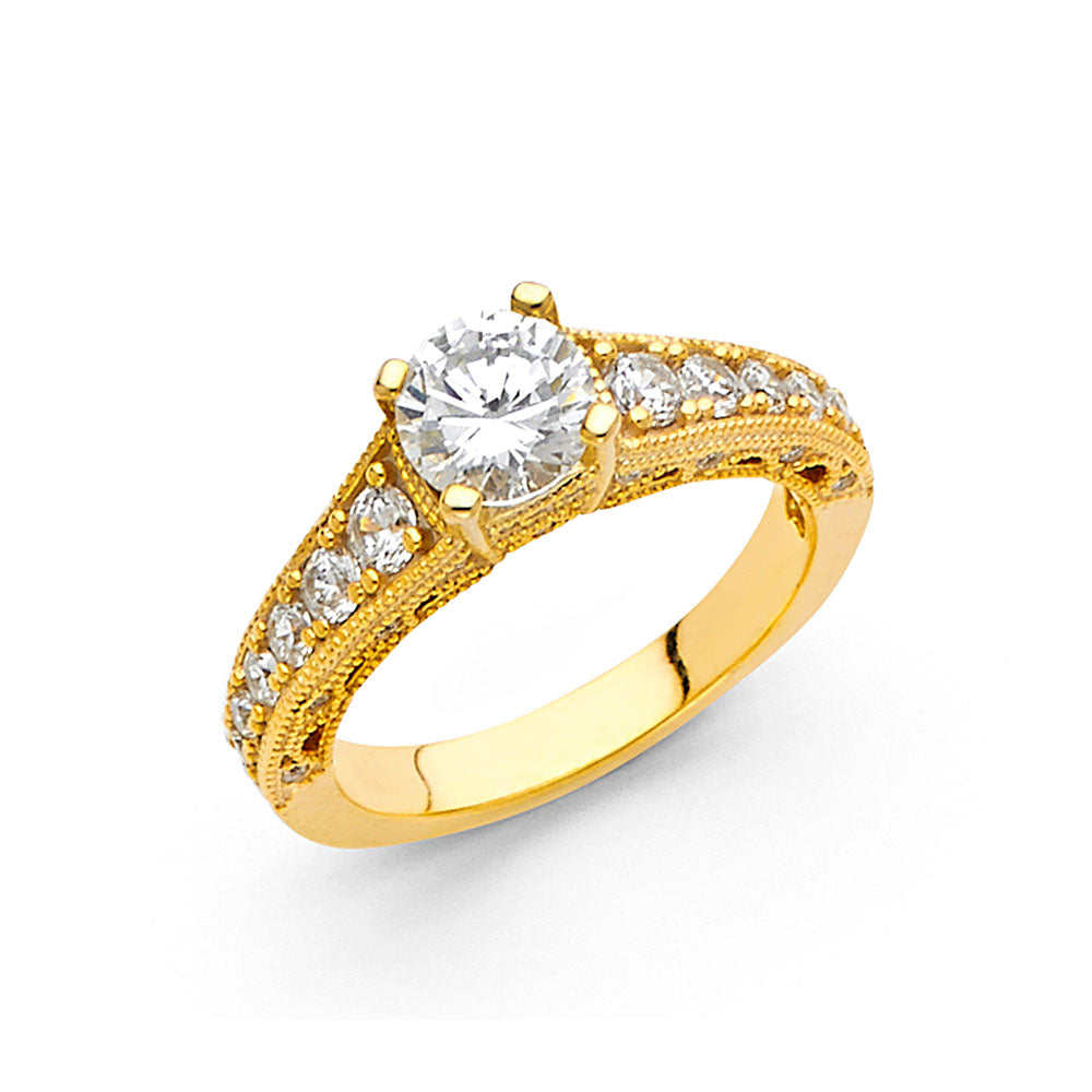 14K Yellow Gold CZ Engagement Ring - RG1238