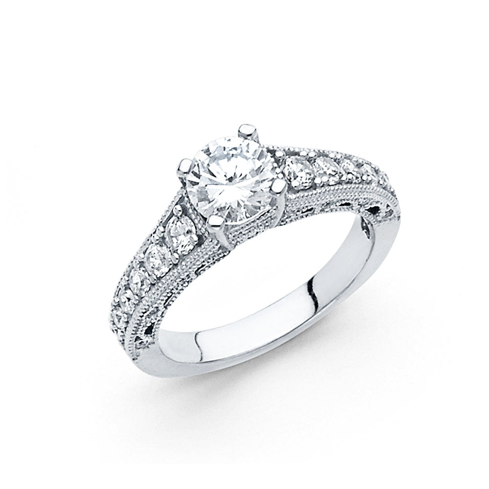 14K Yellow Gold CZ Engagement Ring - RG1239