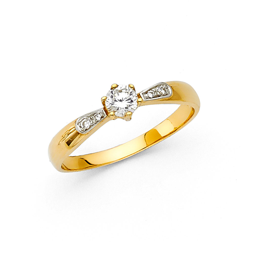 14K Yellow Gold CZ Engagement Ring - RG1240