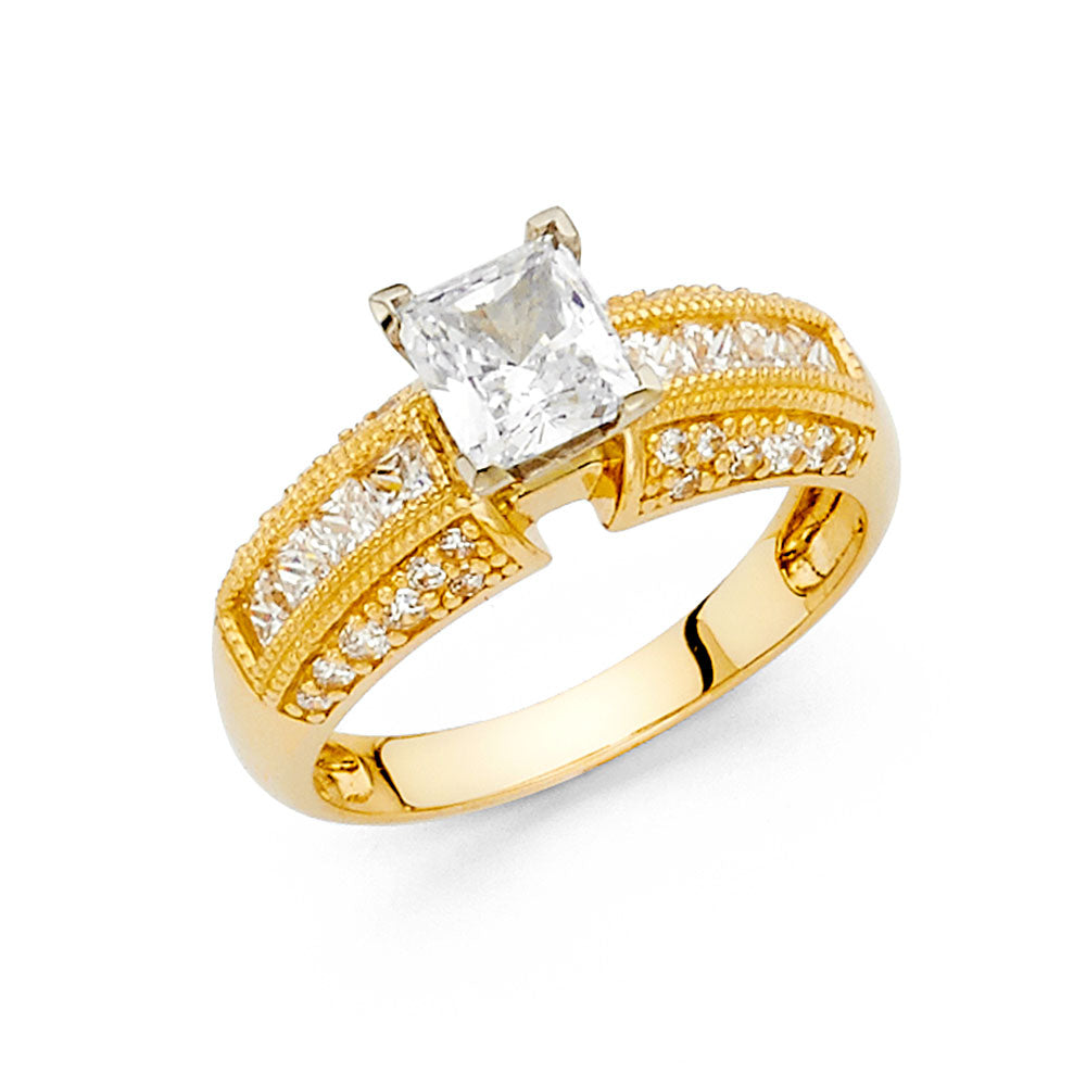 14K Yellow Gold CZ Engagement Ring - RG1245