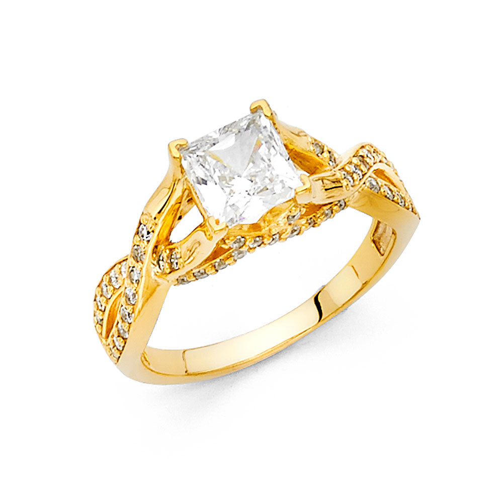 14K Yellow Gold CZ Engagement Ring - RG1250