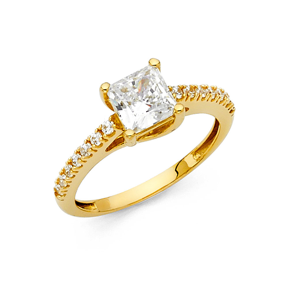 14K Yellow Gold CZ Engagement Ring - RG1251