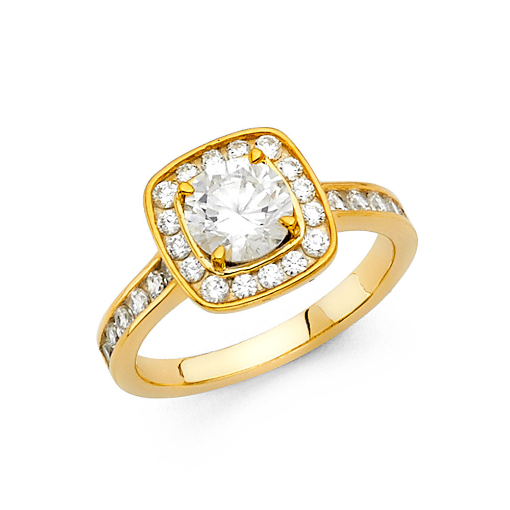 14K Yellow Gold CZ Engagement Ring - RG1253