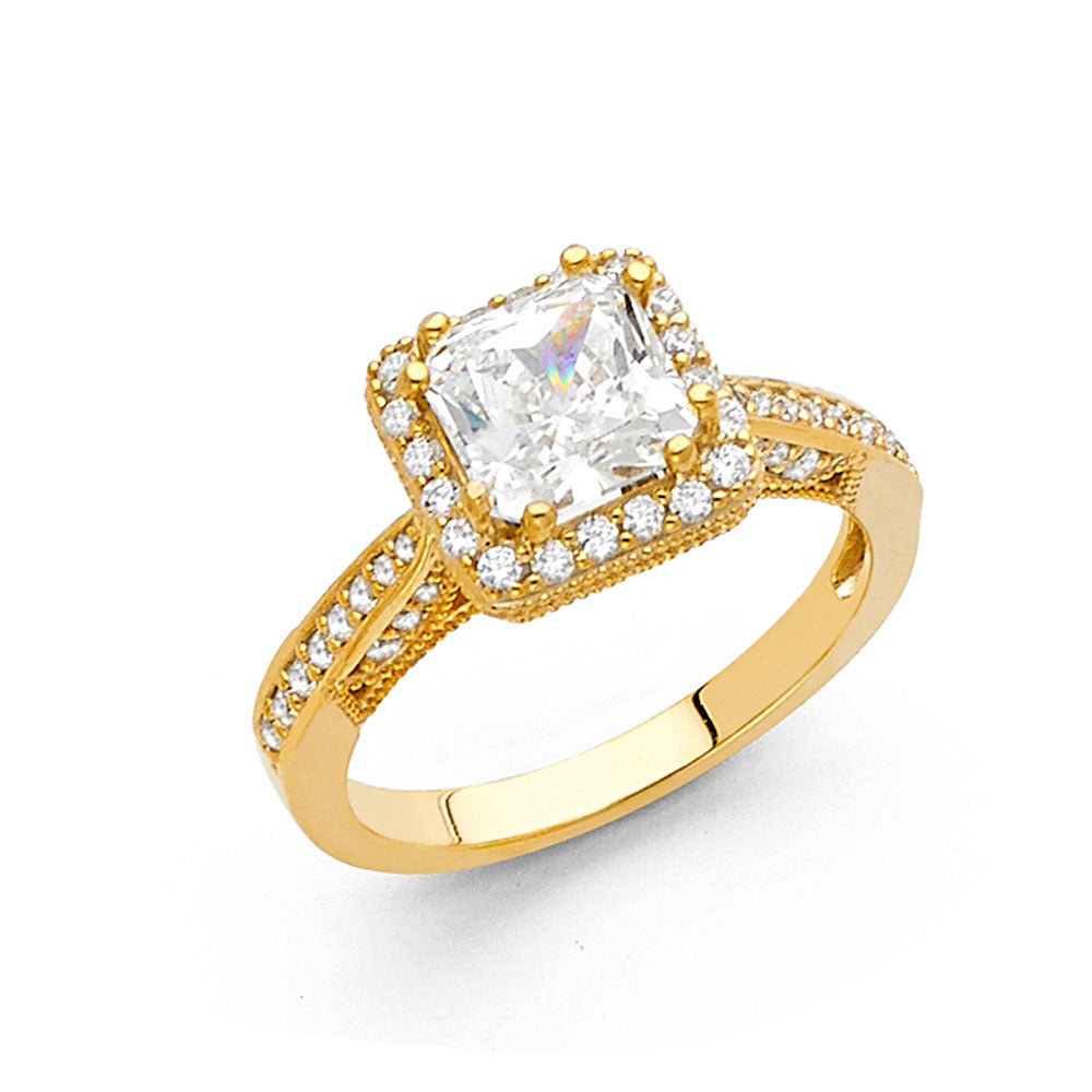 14K Yellow Gold CZ Engagement Ring - RG1256