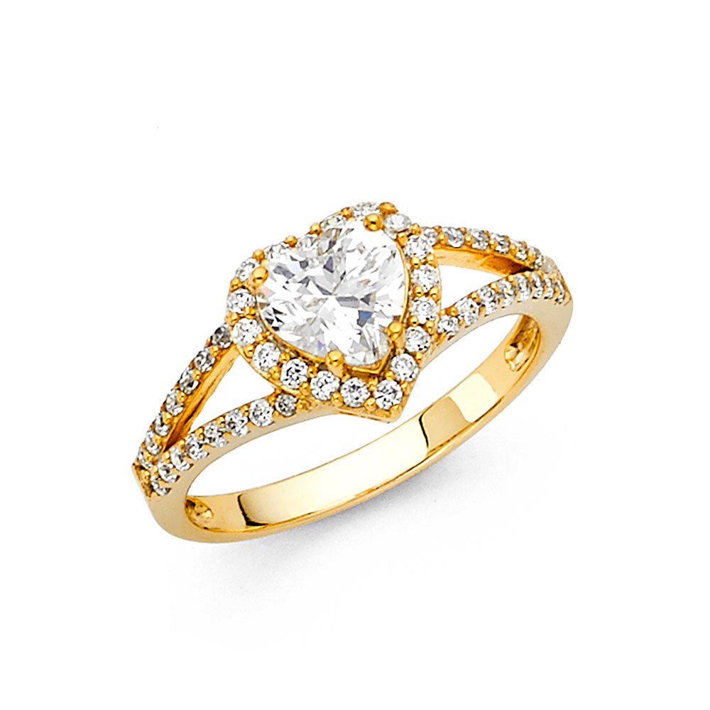14K Yellow Gold CZ Engagement Ring - RG1262