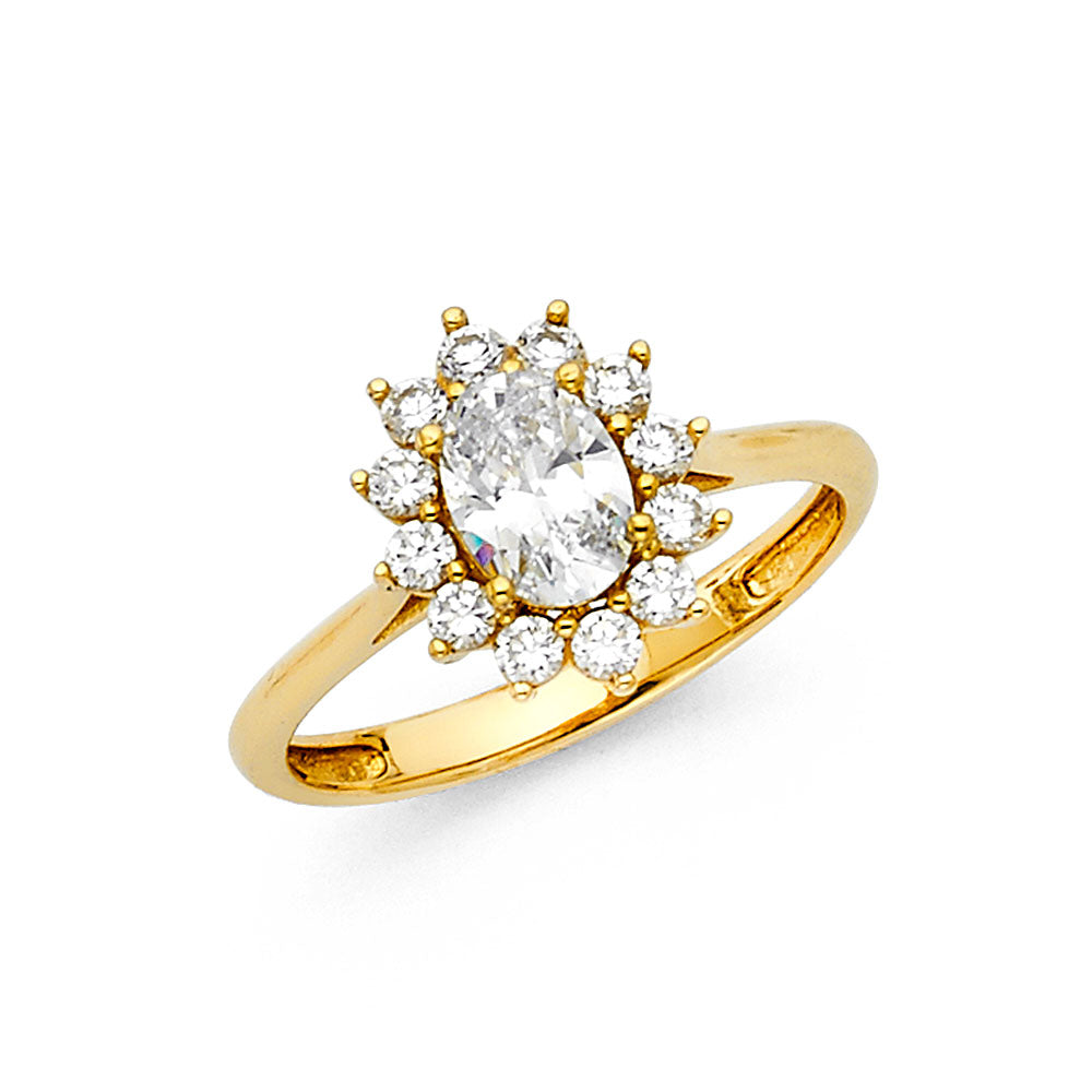 14K Yellow Gold CZ Engagement Ring - RG1265